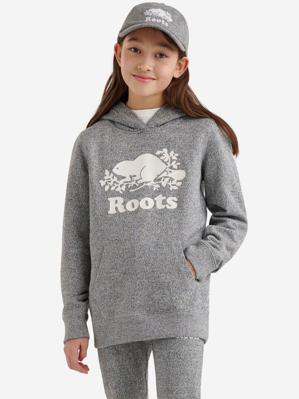 Roots Salt & Pepper Kids  Original Kanga Hoodie